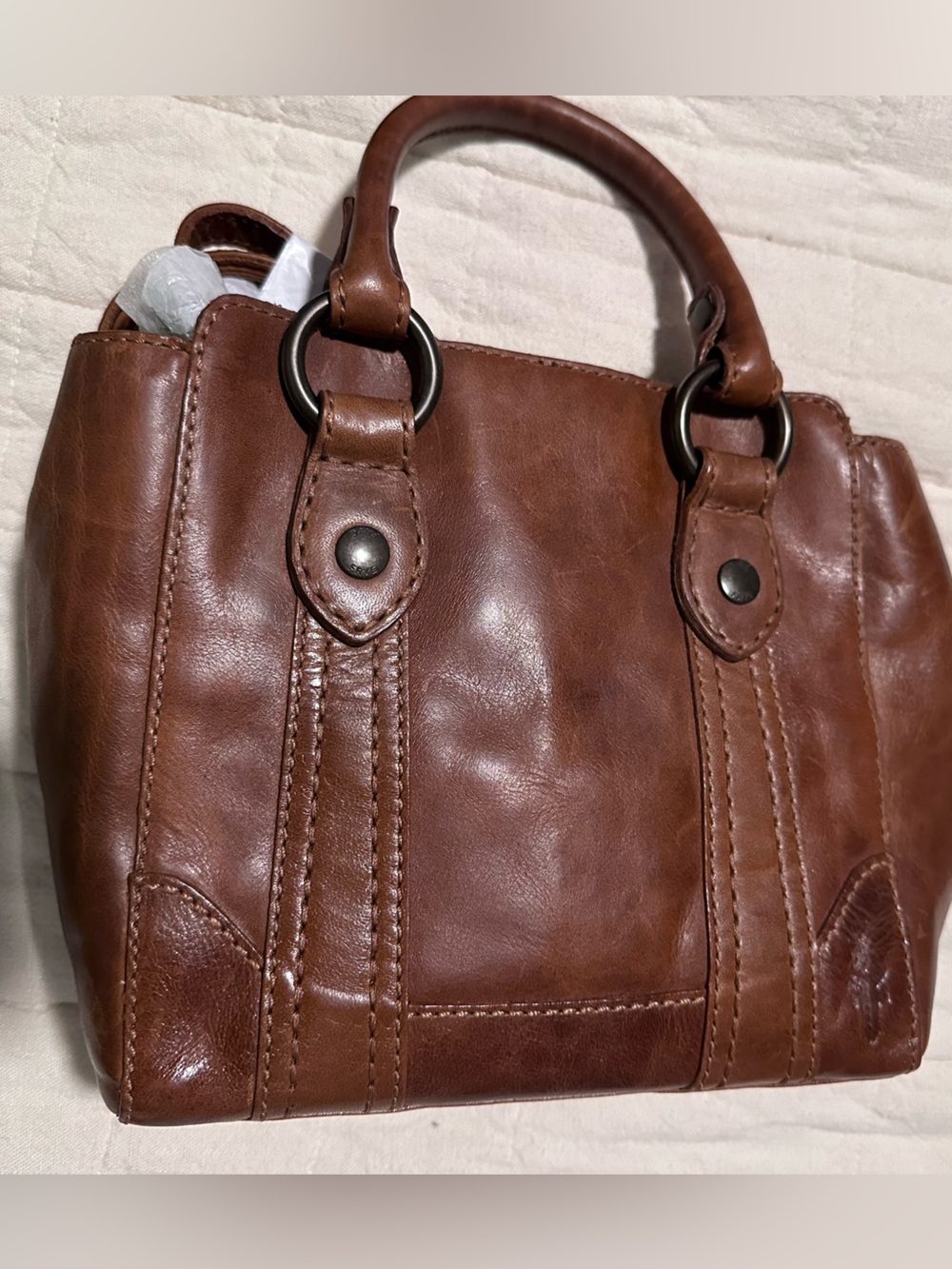 Frye Brown Leather Crossbody Bag with Top Handles - Picture 2 of 7